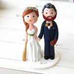 Cake topper sposi matrimonio, baseball, personalizzato in fimo