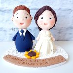 cake topper elegante personalizzato in fimo fatto a mano artigianale - idee matrimonio, nozze - sposi sposo girasole fiori - statuine torta