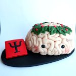 cake topper personalizzato in fimo fatto a mano artigianale, laurea psicologia infantile - psicoterapeuta- cervello kawaii - statuina torta