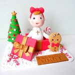 cake topper personalizzato in fimo fatto a mano artigianale, tema natale gingerbread man, caricatura bambino bambina - compleanno - nascita - battesimo statuina torta