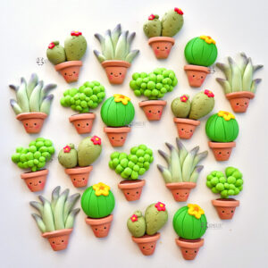 Bomboniere fatte a mano artigianali, cactus sorriso kawaii, magneti calamite personalizzate, pianta grassa, personalizzate in fimo, idea comunione - cresima - matrimonio