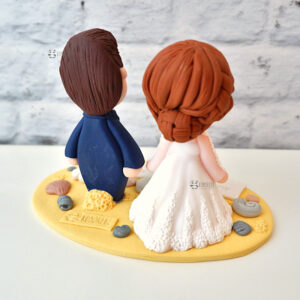 cake topper nuziale originale elegante personalizzato in fimo fatto a mano artigianale - idee matrimonio tema mare, nozze - sposi sposo sposa - statuine torta