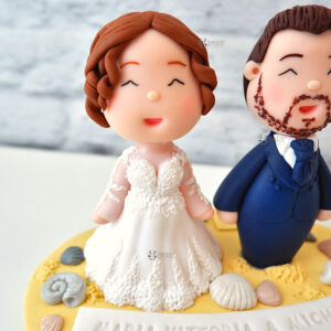 cake topper nuziale originale elegante personalizzato in fimo fatto a mano artigianale - idee matrimonio tema mare, nozze - sposi sposo sposa - statuine torta