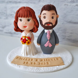 cake topper nuziale originale elegante personalizzato in fimo fatto a mano artigianale - idee matrimonio famiglia, nozze - sposi sposo sposa - matrimonio bouquet - statuine torta
