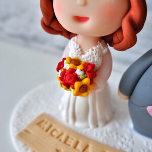 cake topper nuziale originale elegante personalizzato in fimo fatto a mano artigianale - idee matrimonio famiglia, nozze - sposi sposo sposa - matrimonio bouquet - statuine torta