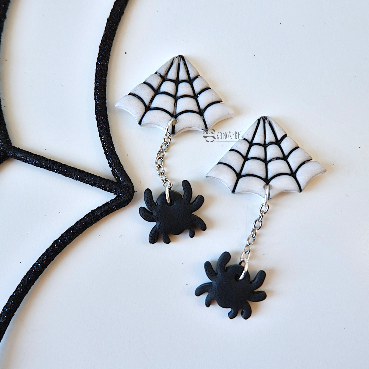 Orecchini Ragnatela Ragno Fimo Halloween