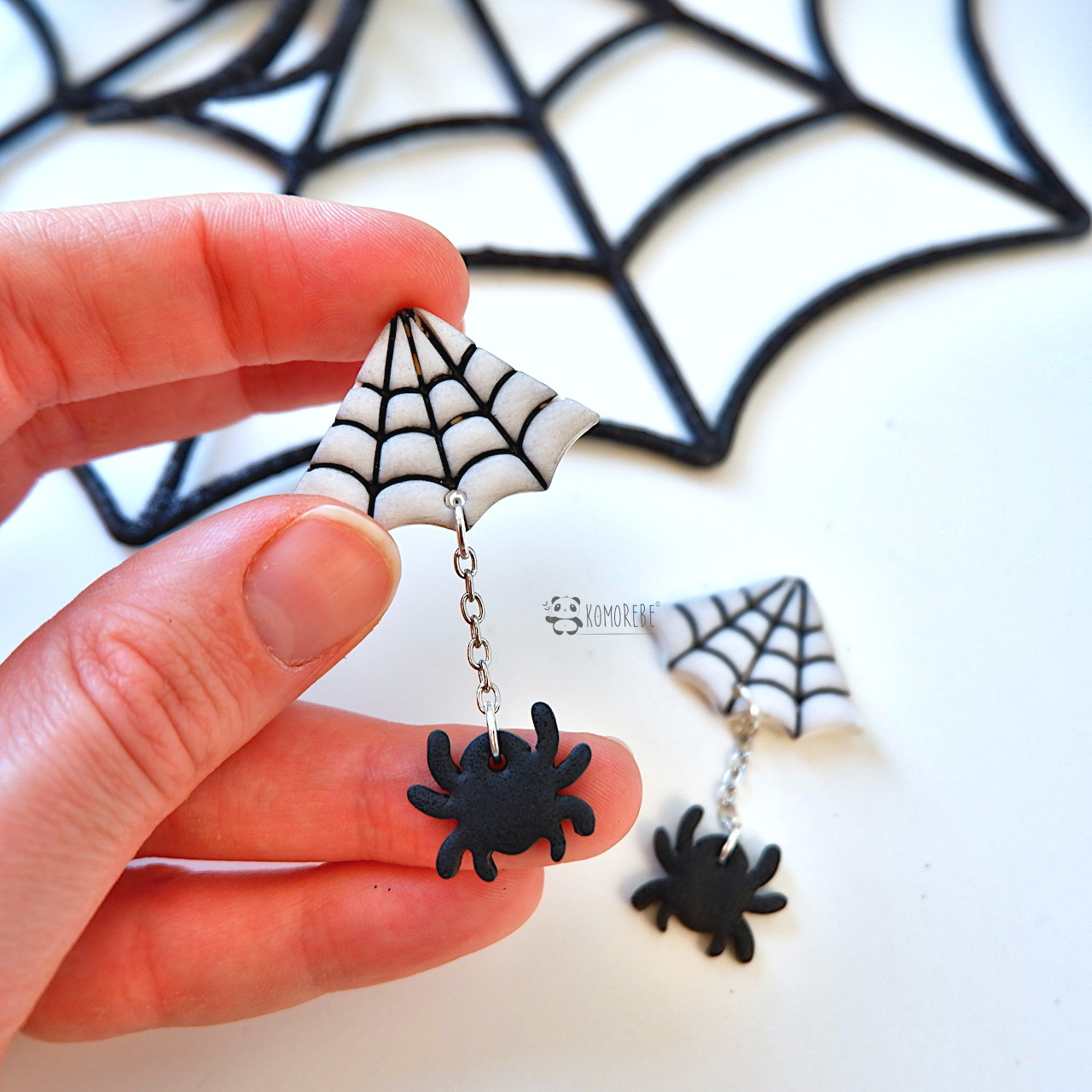 Orecchini Ragnatela Ragno Fimo Halloween